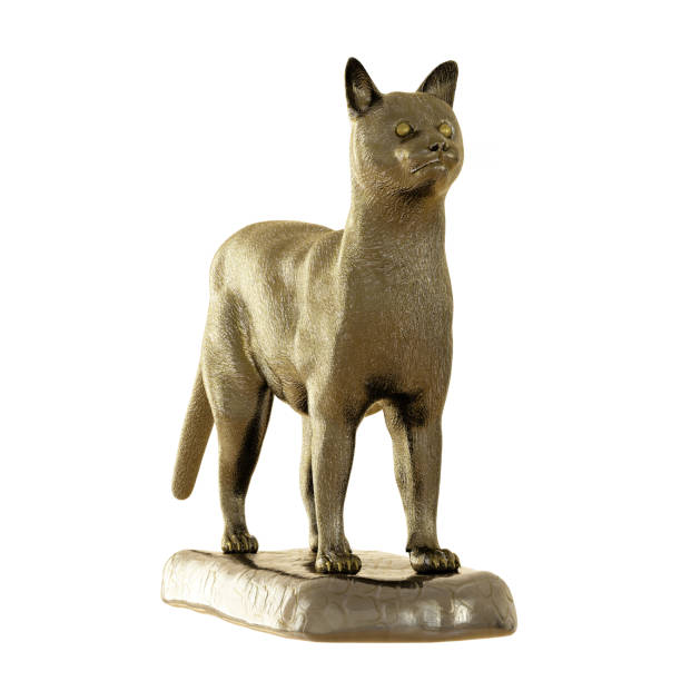 istock Brown metal muscular cat figurine on a white background. 3d rendering 1194463548