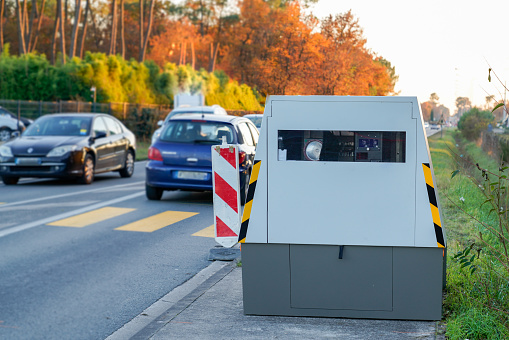 Radar automatic speed control camera on the road tool of police for control road traffic