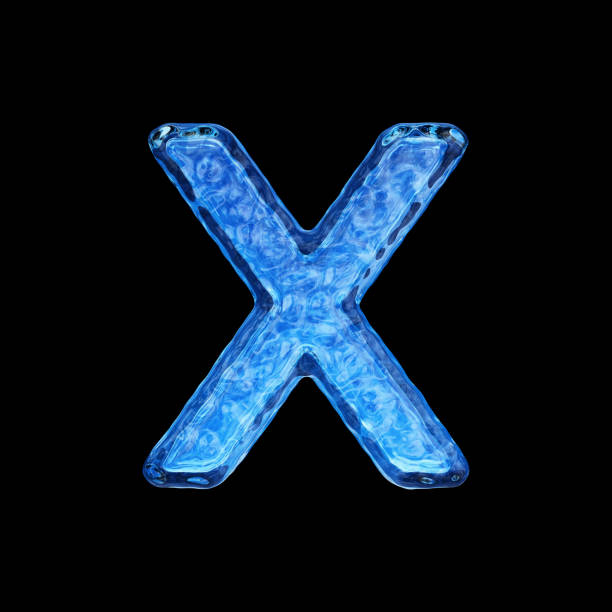 Uppercase letter X made by water isolated on black background