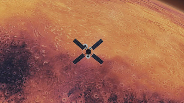 istock Space Research. Satellite orbiting near Mars. NASA Public Domain Imagery textures. 1194473847