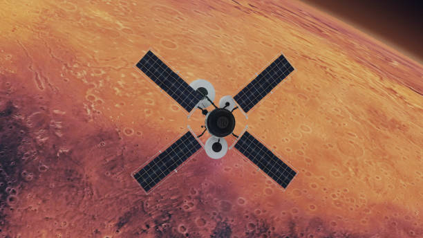 istock Space Research. Satellite orbiting near Mars. NASA Public Domain Imagery textures. 1194473854