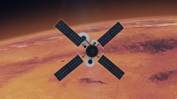 istock Space Research. Satellite orbiting near Mars. NASA Public Domain Imagery textures. 1194473888
