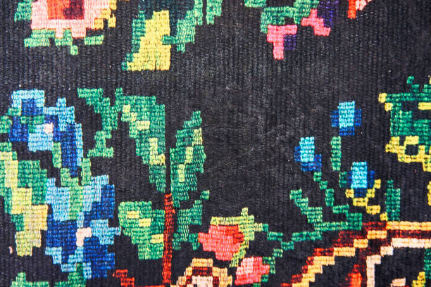 istock Vintage Handmade Rug with roses 1194478294