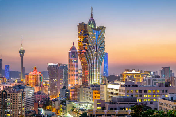 Macau-January 14,2018:night view of Macau. Macau is an independent economy, of which tourism and gaming are important industries