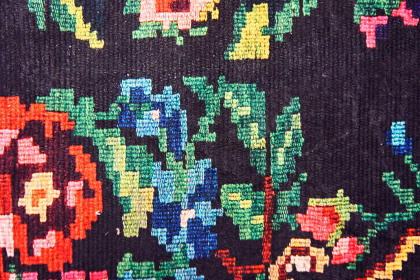 istock Vintage Handmade Rug with roses 1194478893