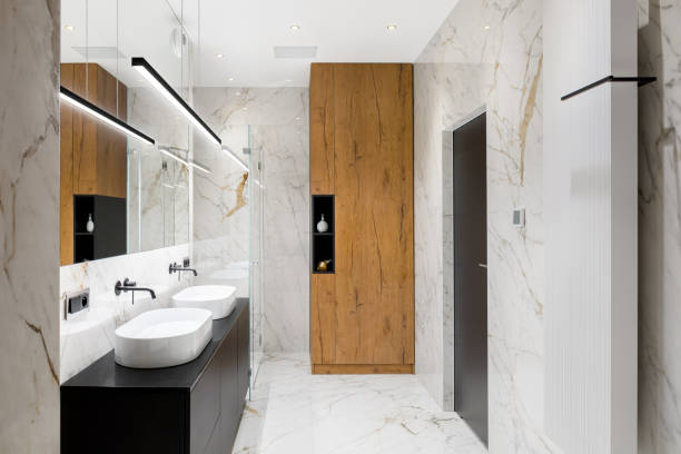 istock Luxury bathroom in marble 1194478984