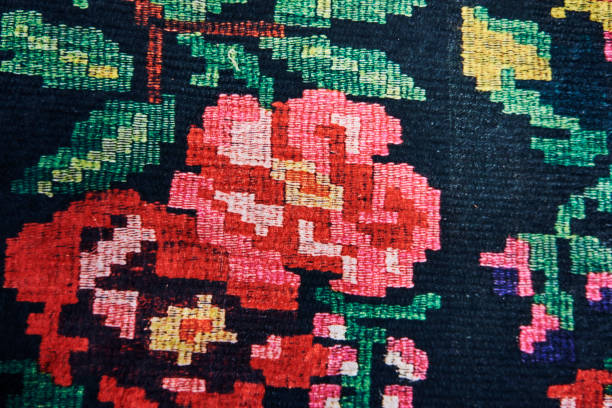 istock Vintage Handmade Rug with roses 1194480276