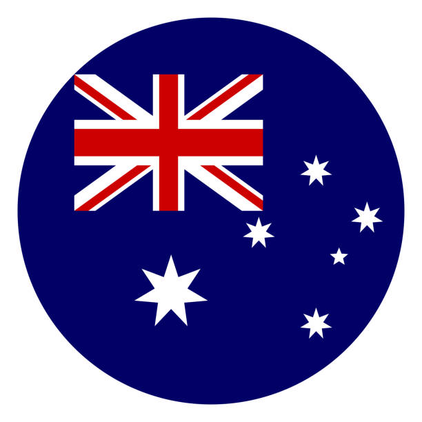 illustrazioni stock, clip art, cartoni animati e icone di tendenza di illustrazione vettoriale bandiera rotonda australia - india indian culture business technology