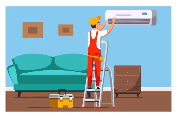 Vector illustration of Professional air conditioners service and repair