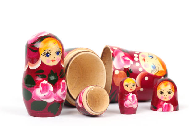 istock traditional Russian matryoshka doll on white background 1194484655