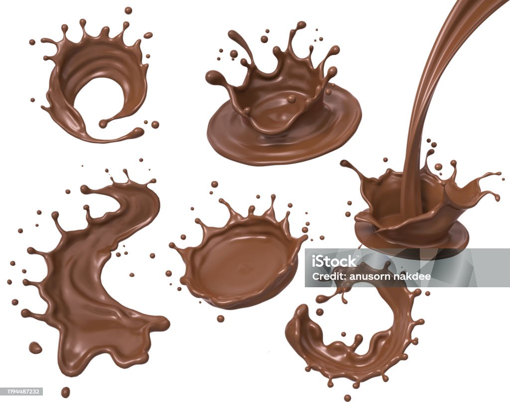 set van chocolade of cacao splash. - Royalty-free Chocolade Stockfoto