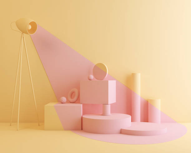 istock Abstract geometric shape pastel color scene. 1194487258
