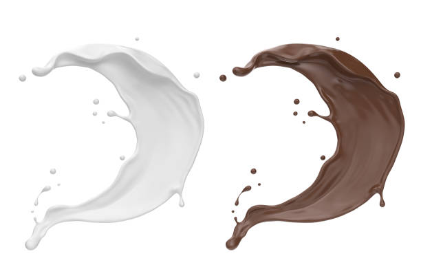 istock set of milk and chocolate splash. 1194487506