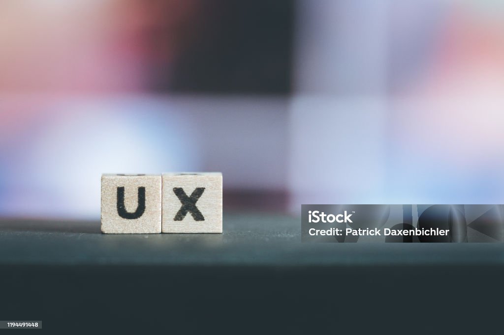 Usability or user experience concept: Close up picture of wood cubes with the word “ux” Wood cubes with the word "ux", close up picture with copy space User Experience Stock Photo