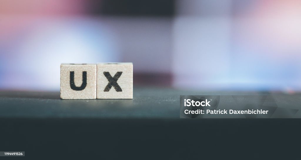 Usability or user experience concept: Close up picture of wood cubes with the word “ux” Wood cubes with the word "ux", close up picture with copy space Accessibility Stock Photo