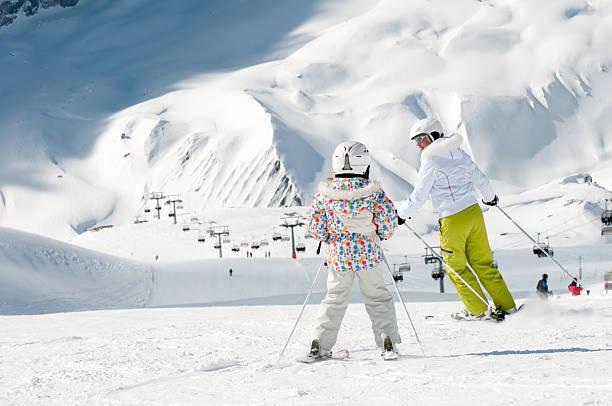 Ski lesson stock photo