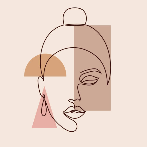 rostro mínimo de la mujer - ilustración de arte vectorial
