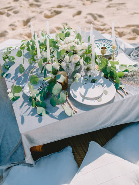 istock Wedding table with decorations, wedding cake, calligraphy and floristic. 1194497036