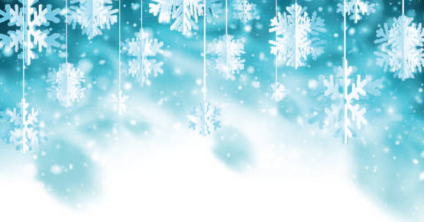 istock Winter blue background with white paper kirigami snowflakes. 1194498603