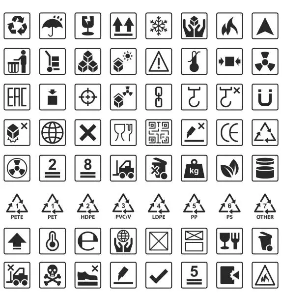 Vector illustration of Packaging symbols set