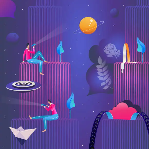 Vector illustration of Discovering, Space, Creativity