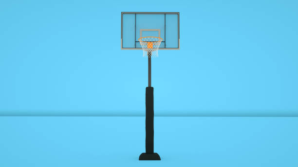 istock Basketball hoop isolated on blue background. 3d rendering 1194502443