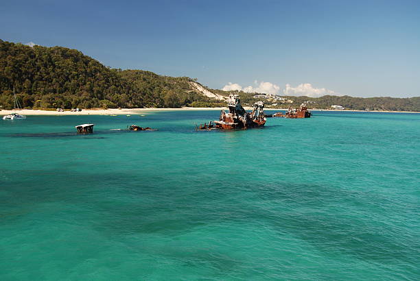 Tangalooma Wrecks on Moreton Island stock photo