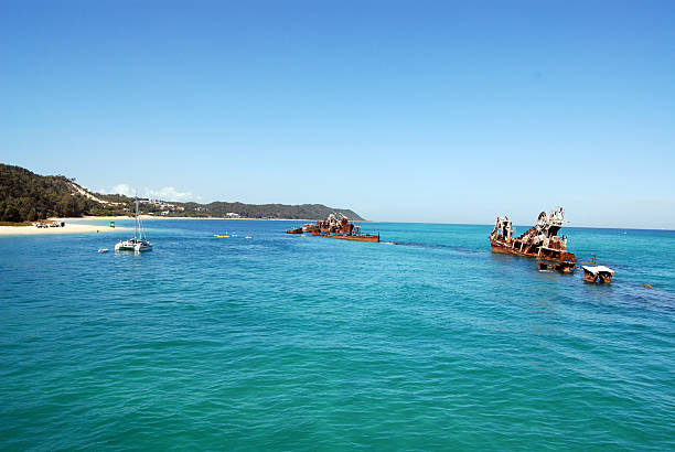 Tangalooma Wreck on Moreton Island stock photo