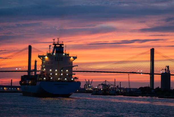 istock Container Ship Arriving, Sunset, Savannah, Georgia 1194505107