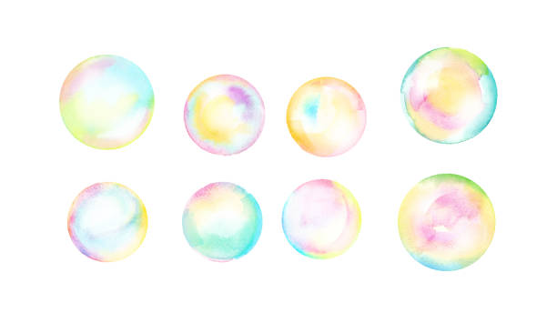 ilustraciones, imágenes clip art, dibujos animados e iconos de stock de textura de acuarela de burbuja de jabón (vector de traza) - spectrum geometry refraction sphere