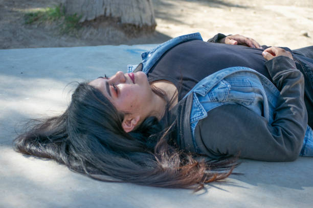 istock chubby woman with latin or hindu appearance lying down 1194509855