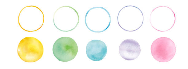 ilustrações de stock, clip art, desenhos animados e ícones de watercolor texture, round graphic material, trace vector - purple circle frame design