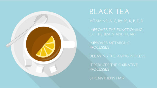 Black Tea Properties And Health Benefits Cup Of Black Tea Top View Stock  Illustration - Download Image Now - iStock