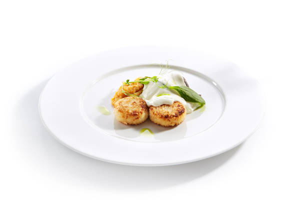 istock Halibut Cutlets or Fish Cakes with Cream Cheese Isolated 1194514554