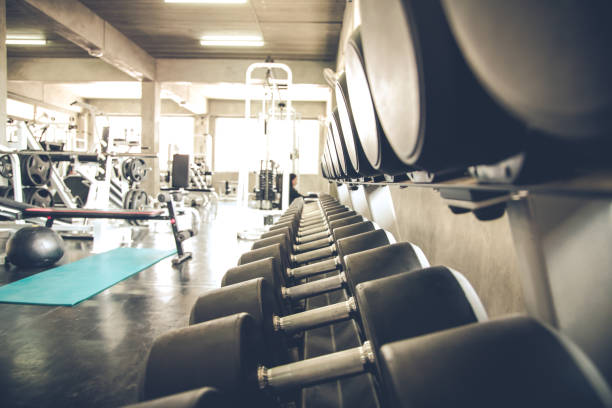 istock Dumbbells are on the shelves. 1194514602