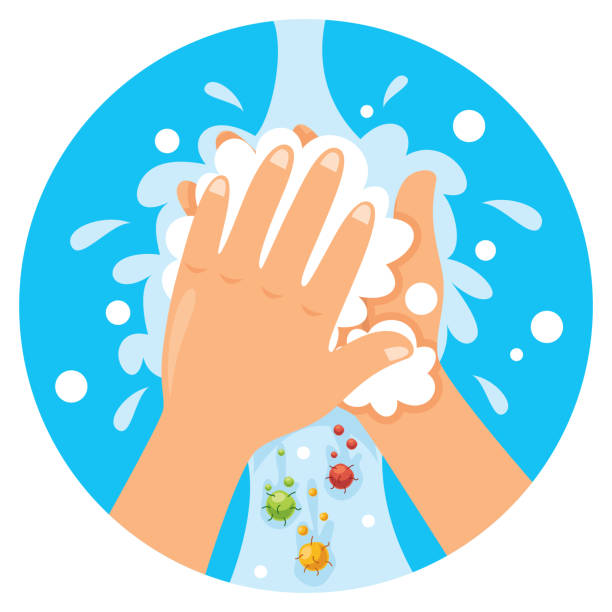 hände waschen für die tägliche körperpflege - washing hand stock-grafiken, -clipart, -cartoons und -symbole