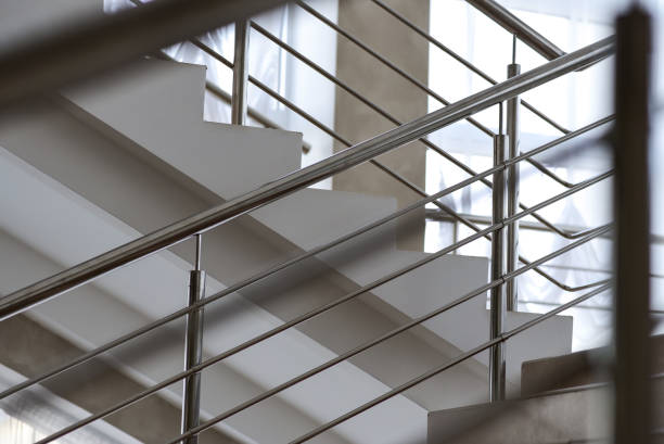 istock Staircase in a building with metal railing 1194516161