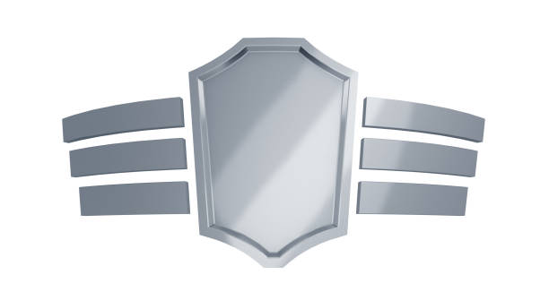 manteau d'armes avec l'espace vide - wing insignia metal silver photos et images de collection