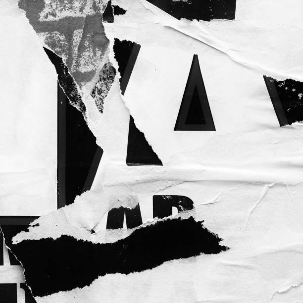 istock Blank white black old ripped torn paper crumpled creased posters grunge textures backdrop backgrounds placard 1194523929