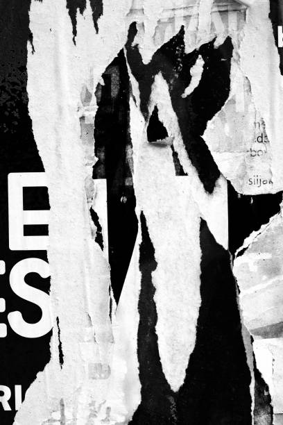 istock Blank white black old ripped torn paper crumpled creased posters grunge textures backdrop backgrounds placard 1194524180