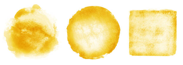 istock Three watercolor circles and square on white as background 1194529137