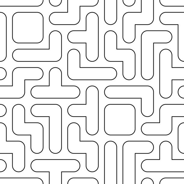 game lineart seamless pattern. game tileable lineart wallpaper. Vector seamless background. block stacking video game stock illustrations