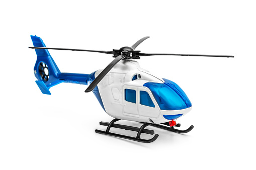 Toy of helicopter on white background.