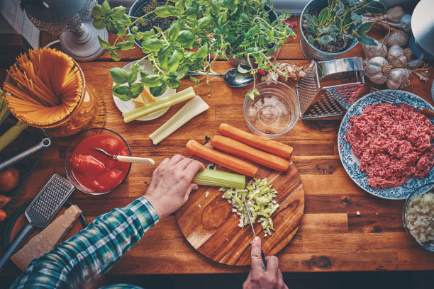 istock Preparing Homemade Spaghetti Bolognese 1194534321