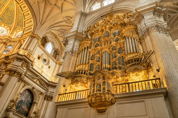 istock Golden decorations found inside the Cathedral of Granada. 1194535875