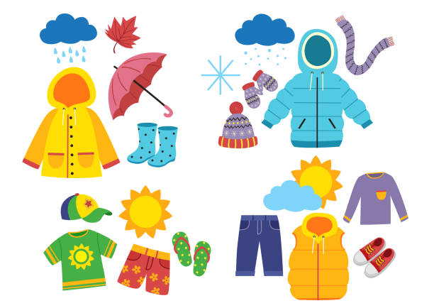 Set Of Childrens Season Clothes Stock Illustration - Download Image Now - Clothing, Winter, Summer - iStock Set Of Childrens Season Clothes Stock Illustration - Download Image Now - Clothing, Winter, Summer - iStock