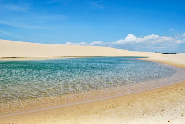 Sand Dunes On The Beach In Barreirinhas,Brazil Sand Dunes on the beach in Barreirinhas, Lencois Maranhenses, Brazil brazil desert maranhao state national park stock pictures, royalty-free photos & images