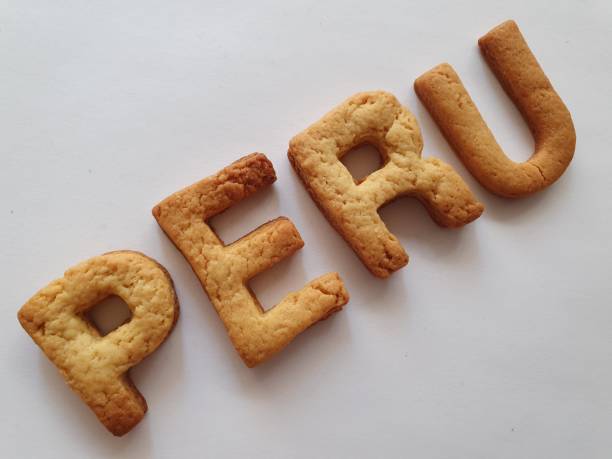 istock baked cookie letters forming the word Peru 1194550083