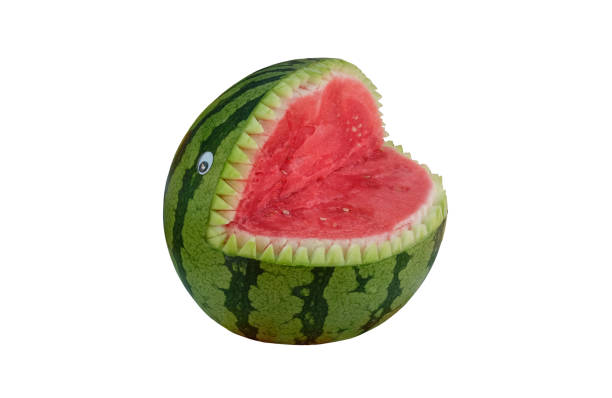 istock Prepared watermelon as a monster (isolated) 1194550095