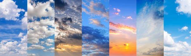 istock Collage of bright, delightful sky with beautiful sunsets and sunrises clouds 1194557442